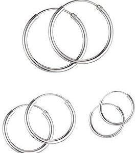 The Love Silver Collection Sterling Silver Set Of 3 Hoop Earrings