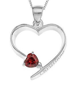 Love Gem Personalised Sterling Silver Birth Stone Heart Pendant - August