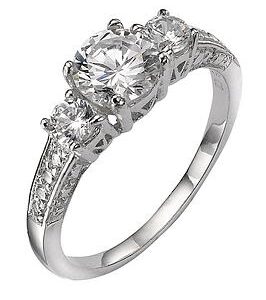 The Love Silver Collection Sterling Silver White Cubic Zirconia Trilogy Dress Ring