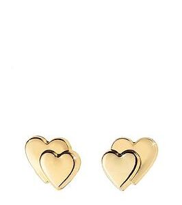 Love Gold 9 Carat Gold Heart On Heart Earrings In Red Heart Box