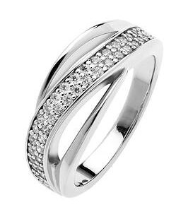 The Love Silver Collection Rhodium-Plated Sterling Silver Twisted Triple Band Cubic Zirconia Ring