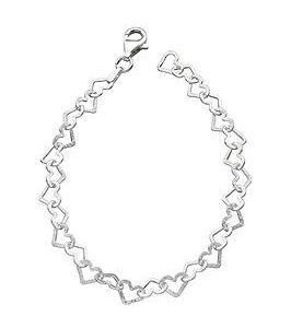 The Love Silver Collection Sterling Silver Diamond Cut Heart Bracelet