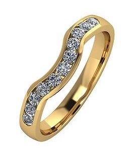 Moissanite 9Ct Gold 33Pt Channel Set Shaped Wedding Ring