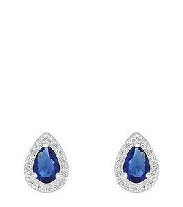 Love Gem Sterling Silver Blue And White Cubic Zirconia Peardrop Stud Earrings