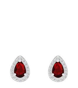 Love Gem Sterling Silver Red And White Cubic Zirconia Peardrop Stud Earrings