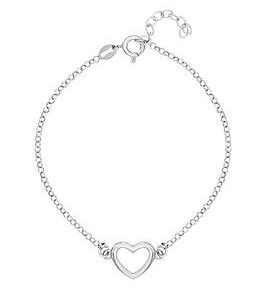 The Love Silver Collection Sterling Silver Plated With Rhodium Open Heart Bracelet