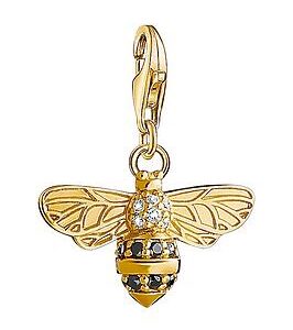 Thomas Sabo Sterling Silver Charm Club Bee Charm - Gorgeous, Golden Sparkles In All Lights