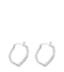 The Love Silver Collection Sterling Silver Double Crystal Set Heart Shaped Creole Earrings