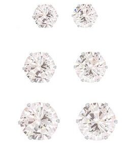 The Love Silver Collection Sterling Silver Set Of 3Mm, 4Mm And 5Mm Cubic Zirconia Studs