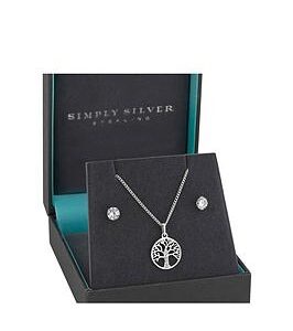 Simply Silver Gift Boxed Sterling Silver 925 Tree Of Life Jewellery Set