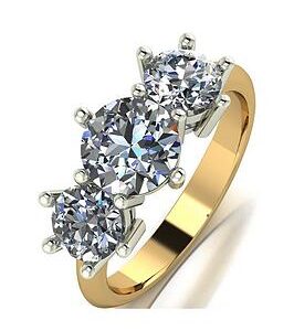 Moissanite 9Ct Gold 2.5 Carat Eq Moissanite Square Trilogy Ring