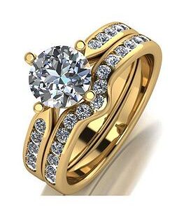 Moissanite 9Ct Gold 1.5 Carat Eq Two Piece Bridal Set