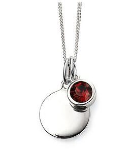 The Love Silver Collection Sterling Silver Engravable Pendant Necklace With Birthstone Charm