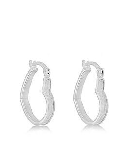 The Love Silver Collection Sterling Silver Stardust Heart Creole Hoop Earrings