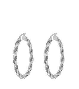 The Love Silver Collection Sterling Silver Stardust Glitter Twist Creole Hoop Earrings