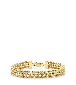 Love Gold 9Ct Gold Triple Layer Rope Chain Bracelet