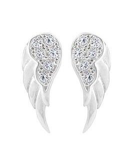 The Love Silver Collection Sterling Silver Cubic Zirconia Angel Wing Stud Earrings