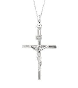 The Love Silver Collection Sterling Silver Large Crucifix Pendant Necklace