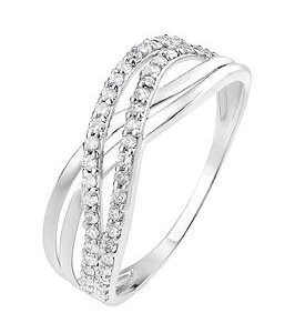 The Love Silver Collection Sterling Silver Cubic Zirconia Double Crossover Ring