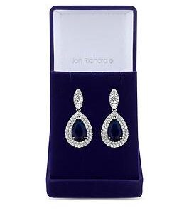 Jon Richard Cubic Zirconia Baguette Navette Sapphire Pear Drop Earring