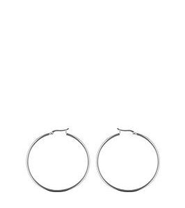 The Love Silver Collection Sterling Silver 50Mm Square Tube Hoop Earrings