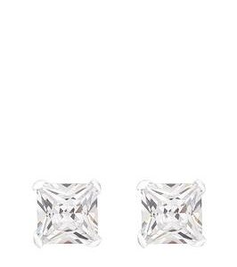 The Love Silver Collection Sterling Silver 5Mm Princess Cut Cubic Zirconia Stud Earrings