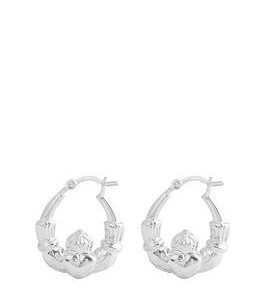 The Love Silver Collection Sterling Silver Thick Claddagh Heart Creole Hoop Earrings