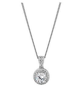 Simply Silver Sterling Silver 925 Halo Pendant Necklace