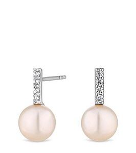 Simply Silver Sterling Silver 925 With Freshwater Pearl Bar Stud Earrings