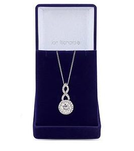 Jon Richard Silver Plated Cubic Zirconia Halo Infinity Crystal Pendant - Gift Boxed