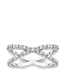 Thomas Sabo Sterling Silver And Cubic Zirconia Stacking Cross Ring