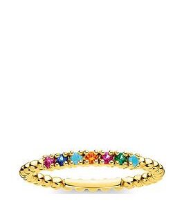 Thomas Sabo Gold Plated Sterling Silver And Multi Cubic Zirconia Stacking Ring