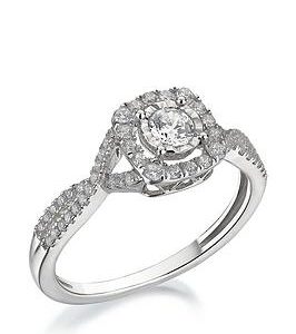 Love Diamond 9Ct White Gold 45 Point Diamond Halo Ring