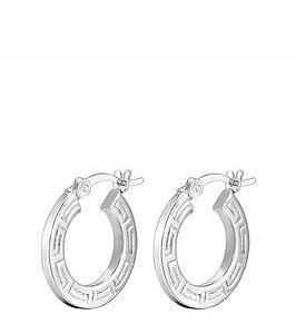 The Love Silver Collection Sterling Silver Greek Print Hoop Earrings