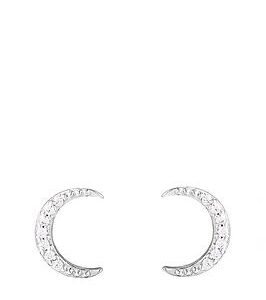 The Love Silver Collection Sterling Silver Cubic Zirconia Moon Stud Earrings