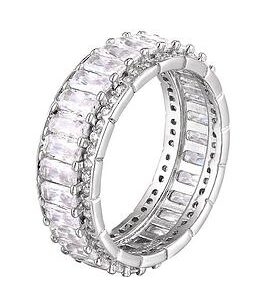 The Love Silver Collection Sterling Sliver Cubic Zirconia Baguette Stone Eternity Ring