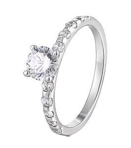 The Love Silver Collection Sterling Silver Cubic Zirconia Solitaire Ring With Set Shoulders