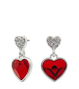 Jon Richard Silver Plated Crystal Red Dancing Heart Drop Earrings