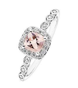 Love Gem 9Ct White Gold Morganite And 0.10Ct Diamond Ring