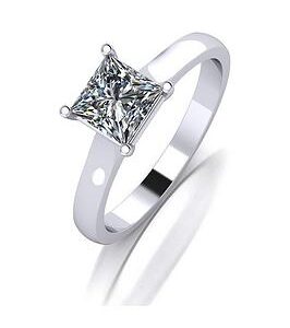 Moissanite Platinum 1.05Ct Square Brilliant Solitaire Ring