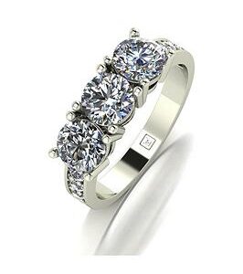 Moissanite Lady Lynsey Moissanite White 9Ct Gold 2.00Ct Total Trilogy Ring