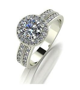 Moissanite 9Ct White Gold 1.50Ct Total Halo Ring