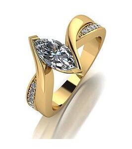 Moissanite 9Ct Gold 1.20Ct Eq Marq Cut Solitaire Ring