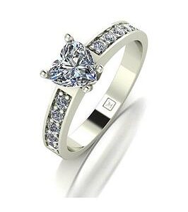 Moissanite Lady Lynsey Moissanite 9Ct White Gold 1.30Ct Total Heart Solitaire Ring