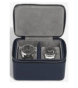 Stackers Navy Blue Large Zipped Watch Box