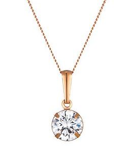 Love Gold 9Ct Rose Gold 6Mm Cubic Zirconia Solitaire Pendant Necklace