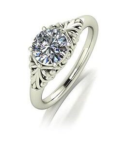 Moissanite Lady Lyndsey 9Ct Gold Filgree Style Bezel Set Moissanite Stone Ring