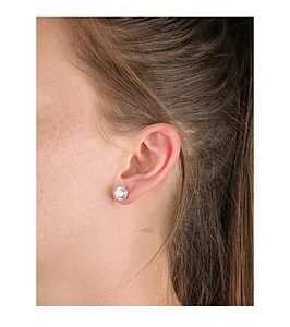 The Love Silver Collection Sterling Silver 8Mm Round Cubic Zirconia Stud Earrings