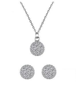 The Love Silver Collection Sterling Silver Cubic Zirconia Cluster Round Stud Earrings And Pendant Set