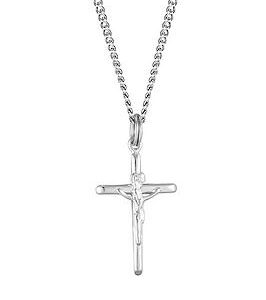 The Love Silver Collection Sterling Silver Small Crucifix Pendant Adjustable Necklace